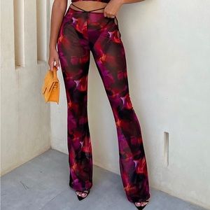 White Fox Rhythm Of The Night Pants Pink Flame Print XS (Tailored)